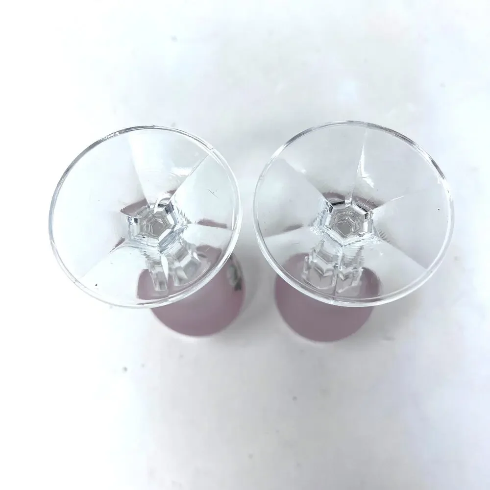 Hand Painted Bohemian Pink Cordial Glasses Set of 2‎ Gold Trim Flower VTG